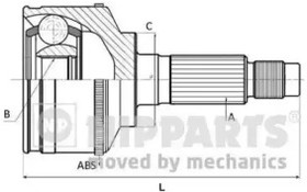 J2821123, ШРУС наружный комплект (с кольцом ABS)