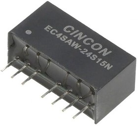 Фото 1/3 EC4SAW-24S15N, Isolated DC/DC Converters - Through Hole DC-DC Converter, 5 to 6 Watt, Wide 4:1 Input Range, 9-36VDC Input, 15VDC Output