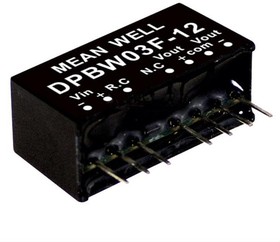 Фото 1/3 DPBW03F-15, Isolated DC/DC Converters - Through Hole 9-36Vin +/-15Vout +/-100mA SIP Reg Iso
