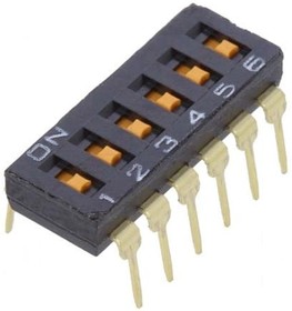 Фото 1/5 A6T-6102, DIP Switches / SIP Switches 6 POS FLAT ACT