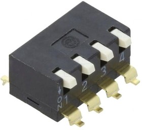 Фото 1/2 A6SR-4104, Переключатель: DIP-SWITCH; Кол-во секций: 4; ON-OFF; 0,025A/24ВDC