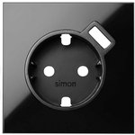 Simon 100 Черный глянец Накладка розетки Schuko с з/у USB SmartCharge