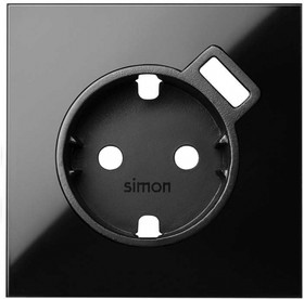 Simon 100 Черный глянец Накладка розетки Schuko с з/у USB SmartCharge