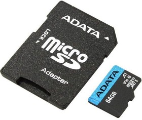 Фото 1/10 Флеш карта microSDXC 64GB A-Data AUSDX64GUICL10A1-RA1 Premier Pro + adapter