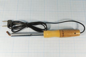 Фото 1/2 Паяльник, напряжение 220 В, мощность 30 Вт, марка TLW-30, исполнение деревянная ручка изогнутое жало