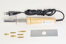 Фото 1/3 Паяльник-выжигатель, напряжение 220 В, мощность 40 Вт, марка ЭНИС-В, исполнение деревянная ручка