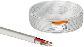 SQ0123-0003, Кабель для видеонаблюдения белый, КВК-В-2 2х0,75 мм² (200м), для внутренней прокладки, "VISION"