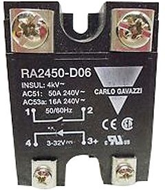 Фото 1/2 RA2450-D06, Panel Mount Solid State Relay, 50 A Max. Load, 280 V ac Max. Load, 32 V dc Max. Control