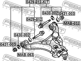 Фото 1/4 Болт с эксцентриком MITSUBISHI MONTERO V97W 2007.09- FEBEST 0429-012-KIT