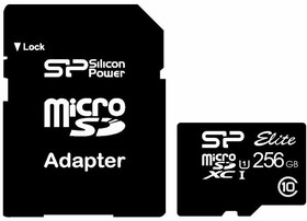 Карта памяти 256Gb MicroSD Silicon Power Elite + SD адаптер (SP256GBSTXBU1V10SP)
