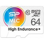 SP064GBSTXIU3V10SP, Флеш карта microSD 64GB Silicon Power High Endurance microSDXC Class 10 UHS-I U3 (SD адаптер), MLC