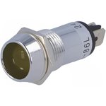 R9-86L-01-24-YELLOW, Индикат.лампа: LED, вогнутый, 24ВDC, Отв: d14,2мм, IP40, латунь