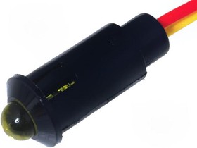 R9-73L-11-24-YELLOW, Индикат.лампа: LED, выпуклый, желтый, 24ВDC, d8,2мм, IP40, полиамид