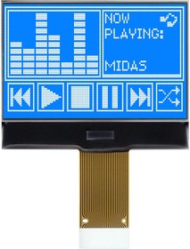 Фото 1/2 MCCOG128064B12W-BNMLW, Graphic LCD, 128 x 64 Pixels, White on Blue, 3.3V, Parallel, Serial, English, Japanese, Transmissive