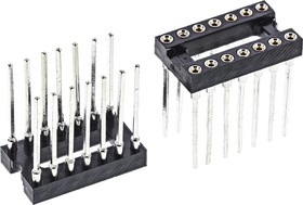 W30614T3RC, 2.54mm Pitch Vertical 14 Way, Through Hole Turned Pin Open Frame IC Dip Socket, 5A