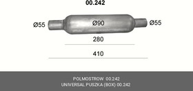 00242, Пламегаситель универсальный пламегаситель D90x400, труба D55