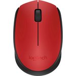 Мышь Logitech M171, оптическая, беспроводная, USB, красный и черный [910-004645]