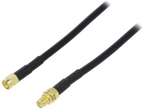 Coaxial Cable, RP-SMA jack (straight) to RP-SMA plug (straight), 50 Ω, LMR 195, grommet black, 3 m, 51677