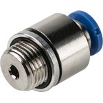 QS-G1/8-4-I, QS Series Straight Threaded Adaptor, G 1/8 Male to Push In 4 mm ...
