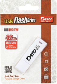 Фото 1/4 Флешка USB DATO DB8001 32ГБ, USB2.0, белый [db8001w-32g]