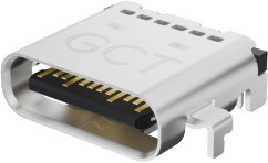 Фото 1/2 USB4525-03-A, USB Connectors USB 3.2Gen2 Type C Receptacle, 24W, SMT, Horz Mid Mnt, 0.8mm offset