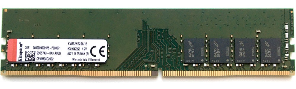 Kingston DDR4 DIMM 16GB KVR32N22S8/16 PC4-25600, 3200MHz, CL22