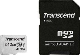 Фото 1/4 TS512GUSD300S-A, Transcend microSDXC 300S, Карта памяти