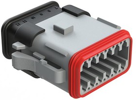 Фото 1/6 AT06-12SA-SRGRY, 12-Way Plug Female Connector with Strain Relief Endcap, Standard Seal, A Position Key, Grey