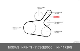 Фото 1/2 11720ED00C, Ремень поликлиновой 7PK1140 NISSAN: MICRA (K11E)/(K12E)