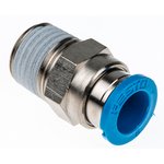 QS-1/4-8, QS Series Straight Threaded Adaptor, R 1/4 Male to Push In 8 mm ...