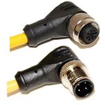 C4BD05M005, Cordset, M12 Plug - M12 Socket, 4 Conductors, Angled, 5m, Yellow