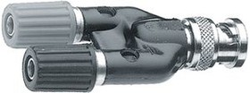 10HA125, RF Adapter, Straight, BNC Plug - 2x 4 mm Banana Socket, 50Ohm