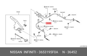 Фото 1/2 Трос стояночного тормоза L NISSAN Almera Classic 36531-95F0A