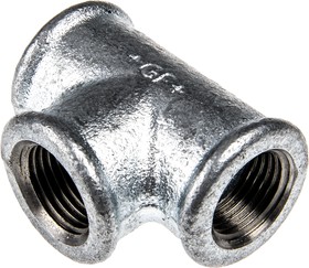 Фото 1/2 770130204, Galvanised Malleable Iron Fitting Tee, Female BSPP 1/2in to Female BSPP 1/2in to Female BSPP 1/2in