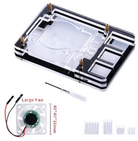 110061134, Black and Transparent Case with Fan for Raspberry Pi 4B