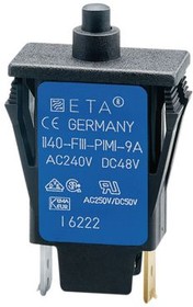 1140-F111-P1M1-5A, Thermal Circuit Breaker, 1-Pole, Panel Mount, 5A, IP00/IP40