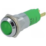 SWBU14722A, Индикат.лампа: LED, вогнутый, зеленый, 12-14ВDC, 12-14ВAC, d14,2мм