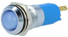 Фото 1/2 SWBU14424A, Индикат.лампа: LED, вогнутый, голубой, 24-28ВDC, 24-28ВAC, d14,2мм
