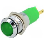 SWBU14724A, Индикат.лампа: LED, вогнутый, зеленый, 24-28ВDC, 24-28ВAC, d14,2мм