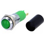 SWBU14728A, Индикат.лампа: LED, вогнутый, зеленый, 230ВAC, d14,2мм, IP67