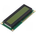NPC1602LRU-GWT-H, Дисплей: LCD, алфавитно-цифровой, STN Positive, 16x2, LED, PIN: 16