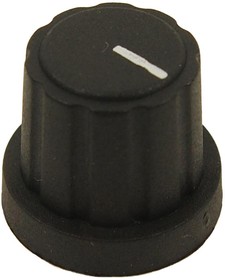 MP3450, Knob, D Shaft, Black Cap and Marker Line, 6.35 mm, Nylon (Polyamide), Round, 19.3 mm