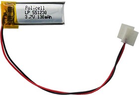 LP551230-PCM, Аккумулятор литий-полимерный (Li-Pol) 130мАч 3.7В, с защитой, PoliCell