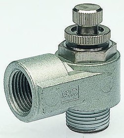 EAS3200-F03-S, AS Series Threaded Flow Regulator, R 3/8 Male Inlet Port x R 3/8 Male Outlet Port