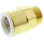22MC(3/4)BRASS, Brass Pipe Fitting, Straight Push Fit Coupler, Male 3/4in to Female 22mm