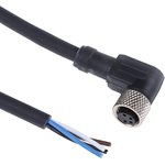 XZCP1041L5, Right Angle Female 4 way M8 to Unterminated Sensor Actuator Cable, 5m