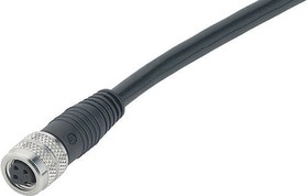 Sensor actuator cable, M8-cable socket, straight to open end, 3 pole, 2 m, PUR, black, 4 A, 79 3506 52 03