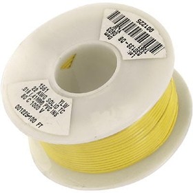 Фото 1/4 1561 YL005, Hook-up Wire 22AWG SOLID PVC 100ft SPOOL YELLOW
