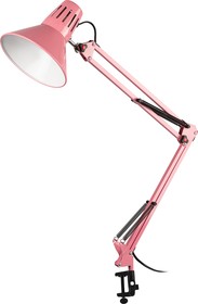 Фото 1/8 Настольный светильник ЭРА N-121-E27-40W-P Е27 на струбцине розовый Б0052761