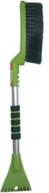 Фото 1/2 Щетка для снега со скребком поролоновая ручка Li-Sa, изогнутая, салатово-зеленая 63см. 46435